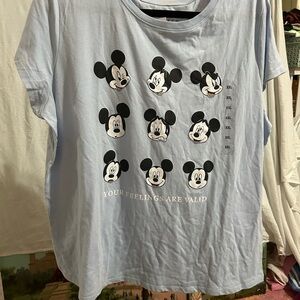 Disney Light Blue Mickey Mouse Expressions Tee